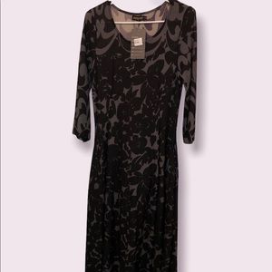 Reborn Charcoal Grey with Black Flowers long Dress